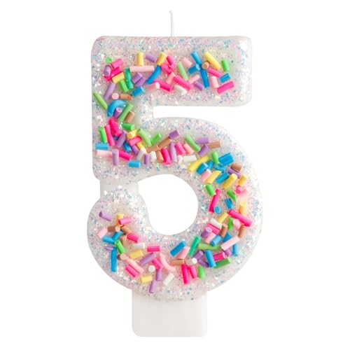 Geburtstagskerzen Zahlen Bunte Süßigkeiten 5. Geburtstagskerze für Partybedarf, Kerzen zur Kuchendekoration, 3.34 Zoll Nummer 5 Kuchen Topper, Hochzeitsjubiläum Pastell Süßigkeiten Thema Party von FUNCANDLE
