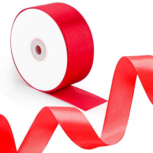 Rotes 91,4 m langes Satinband, 3,8 cm Band, Muttertagsgeschenkverpackung, handgefertigte Schleifen, Rosenherstellung, Dekoration, Hochzeit, Weihnachten, Babyparty, Geburtstag Rotes 91,4 m langes Satinband, 3,8 cm Band, Muttertagsgeschenkverpackung, handgefertigte Schleifen, Rosenherstellung, Dekoration, Hochzeit, Weihnachten, Babyparty, Geburtstag von FUNCANDLE