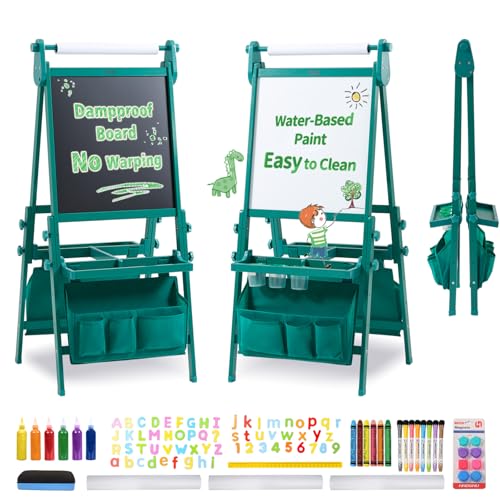 FUNLIO Faltbar Staffelei Kinder von 3–8, Anti-Warp-Board & Löschbarer Rahmen, tafel kinder mit Kreide, Magnet/Whiteboard und Papierrolle, 3 höhenverstellbar, All-in-One staffeleien - Grün Faltbar FUNLIO Faltbar Staffelei Kinder von 3–8, Anti-Warp-Board & Löschbarer Rahmen, tafel kinder mit Kreide, Magnet/Whiteboard und Papierrolle, 3 höhenverstellbar, All-in-One staffeleien - Grün Faltbar von FUNLIO