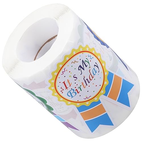 FUNNETOYU 1 Rolle Roll von Aufklebern Glückliche Geburtstagsaufkleber für Party Gastgeschenke Selbstklebende Etiketten Sticker pro Vielseitig Einsetzbar für Kreative Deko und von FUNNETOYU