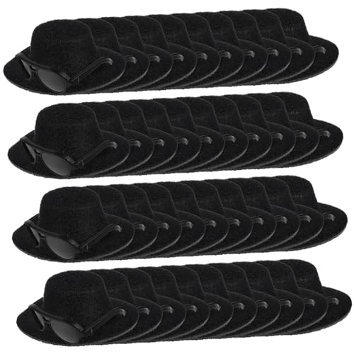 FUNNETOYU 1 Satz Puppenzubehör Kinderkleider kinderkleidung Spielzeugdekoration coctailgläser fahhrad Brillen Miniaturhut Minihüte basteln Puppenhut klein Zierhut Mini-Hut- Stoff Black von FUNNETOYU
