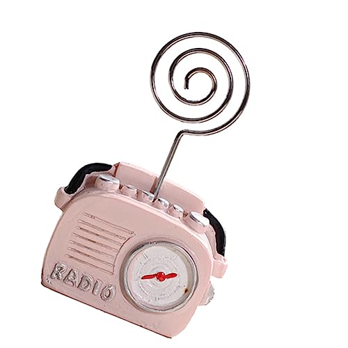 FUNNETOYU 1 Stück Funkscheinhalter Inhaber Memo-clip-halter Für Den Schreibtisch Memo-clip Beachten Memo-notiz-fotoständer Vintage-radio Büroradio Hochzeit Namensträger Rosa Metall Ring von FUNNETOYU