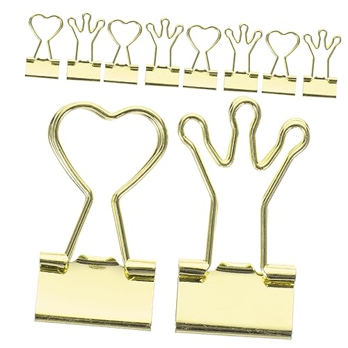 FUNNETOYU 10 Stück Büroklammern Binder Clips Herz und Kronenform Bunte Klammern für Dokumente Praktisch für Büro und Zuhause Organisieren von Unterlagen von FUNNETOYU
