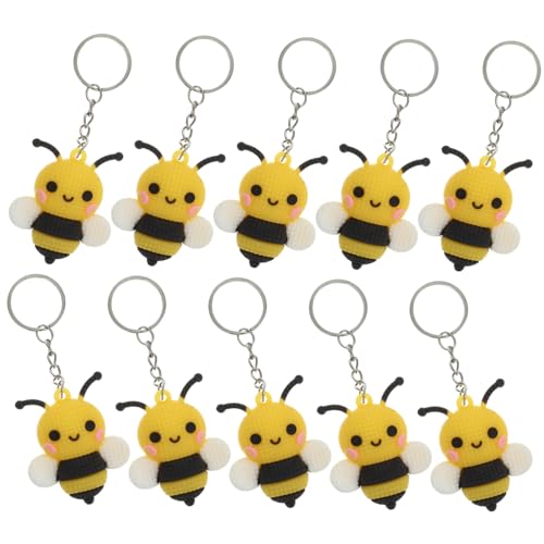 FUNNETOYU 10 Stück Cartoon Bienen Schlüsselanhänger Dekorative Schlüsselanhänger für Taschen Rucksäcke für Partys Hochwertige und Materialien Süße Bienen Deko für Besondere Anlässe von FUNNETOYU