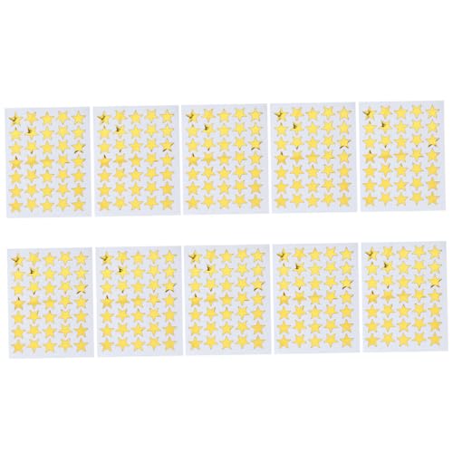 FUNNETOYU 10 Stück Goldene PVC Glitzer Sterne Aufkleber Selbstklebend Belohnungssticker für Schüler Motivationssticker für Schule und Basteln von FUNNETOYU