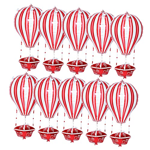 FUNNETOYU 10 Stück Heißluftballon Dekoration Rot Partyballons Gänseblümchen Dekorationen Stolz Aluminiumballon Folienballons Geburtstagsballons aus Folie Heißluftballon-Stütze Aluminiumfolie von FUNNETOYU