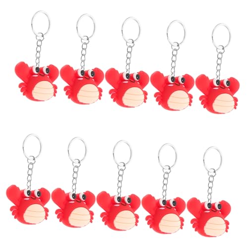 FUNNETOYU 10 Stück Schlüsselanhänger lustiges partygeschenke schlüsselanhanger Hummer-Party-Zubehör Cartoon -Schlüsselbund Plastik rot von FUNNETOYU