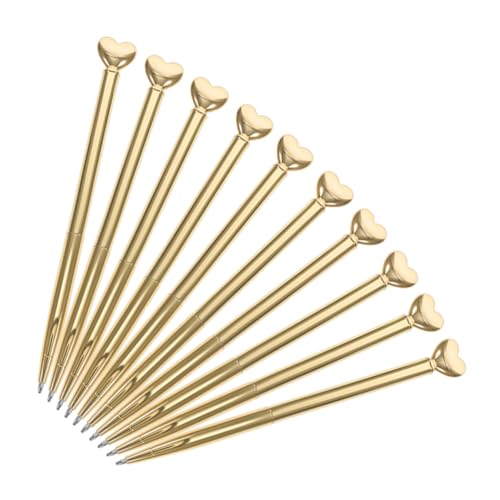 FUNNETOYU 10 Stück Teiliges Herzförmiger Metall Kugelschreiber Mittlere Spitze Langlebige Blaue Einziehbar Stabiles Design Dekoratives Schreibgerät für Valentinstag Hochzeit Büro und von FUNNETOYU
