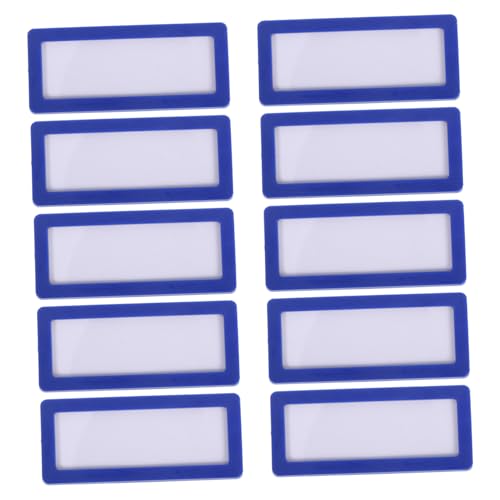 FUNNETOYU 10 Stück Teiliges Magnetisches Etikettenhalter Weißen Einlegerkarten Doppelseitig Magnetisch und Klebend Langlebig aus Kunststoff und Soft magnet Sichtbar in Blau für Stahlregale von FUNNETOYU
