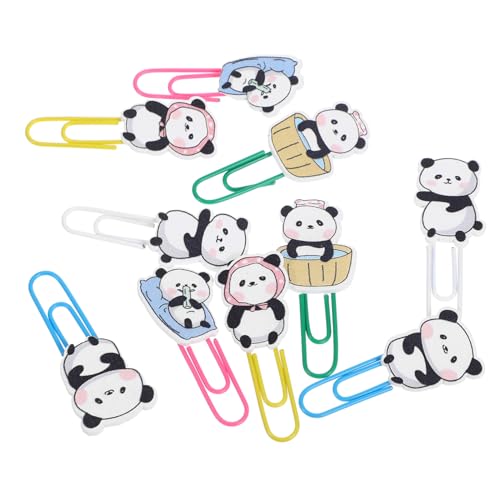 FUNNETOYU 10 Stück Teiliges Niedliche Panda Büroklammern aus Kunststoff und Holz Dekorative Kleine Paperclips Langlebig Einfach zu Verwenden für Büro Schule und Dokumentenorganisation von FUNNETOYU