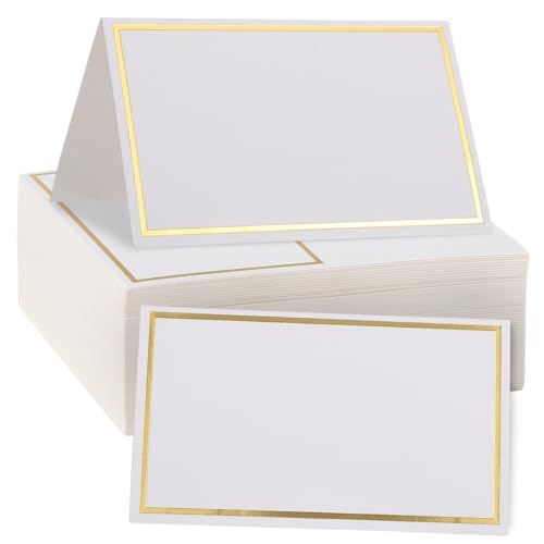 FUNNETOYU 100 Stück Hochzeits Tischkarten Blanko Platzkarten für Party und Feier Faltkarten zur Namensbeschriftung Elegante Reserviertkarten mit Goldrand für Hochzeiten und Veranstaltungen FUNNETOYU 100 Stück Hochzeits Tischkarten Blanko Platzkarten für Party und Feier Faltkarten zur Namensbeschriftung Elegante Reserviertkarten mit Goldrand für Hochzeiten und Veranstaltungen von FUNNETOYU