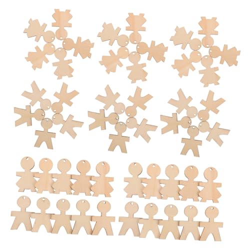 FUNNETOYU 100 Stück Holzfiguren Bastelscheiben Junge Mädchen Formen Blanke DIY Holzscheiben für Malen Dekorieren Bastelprojekte Hochwertiges Naturholz Kindgerecht Vielseitig für Kreativspaß von FUNNETOYU