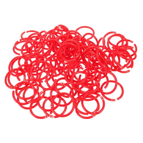 FUNNETOYU 100 Stück Kunststoff Buchbinderinge Innenmaß Rot Wiederverwendbar für DIY Notizbücher Scrapbooking Karteikarten Organizer Büro Schule von FUNNETOYU