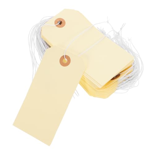 FUNNETOYU 100 Stück Leeres Papieretikett Anhänger zum Aufhängen von Schmuck hängende Papieranhänger Tags mit Draht Schmucketiketten groß leere Gepäckanhänger Preisschilder markieren Gelb FUNNETOYU 100 Stück Leeres Papieretikett Anhänger zum Aufhängen von Schmuck hängende Papieranhänger Tags mit Draht Schmucketiketten groß leere Gepäckanhänger Preisschilder markieren Gelb von FUNNETOYU