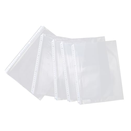 FUNNETOYU 100 Stück Teiliges Transparente Binder Pockets Praktische Loose Leaf Taschen mit Löchern Dokumenten Schutztaschen für Ordner Vielseitig für Büro Schule und Zuhause von FUNNETOYU