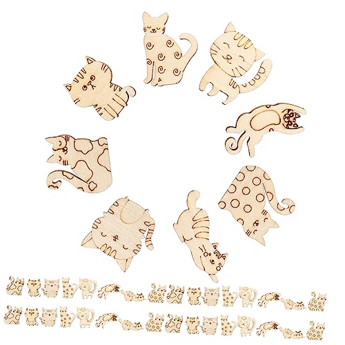 FUNNETOYU 100stücke Unvollendete Katzenförmige Holzplättchen Katzen-holzplättchen Diy-holz-katzenschnitte FUNNETOYU 100stücke Unvollendete Katzenförmige Holzplättchen Katzen-holzplättchen Diy-holz-katzenschnitte von FUNNETOYU