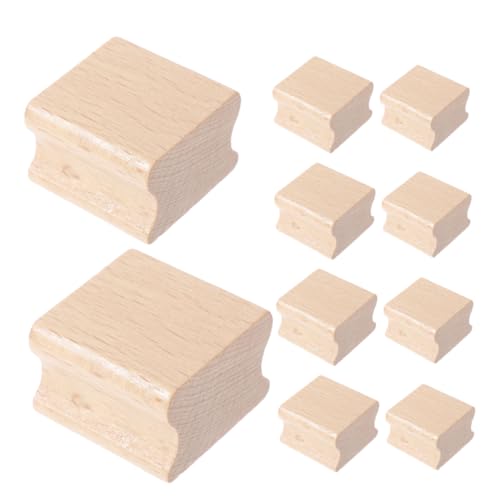 FUNNETOYU 10Stücke Teiliges Holzstempel aus Buchenholz mit Rillen Blanko Namensstempel für DIY Bastelprojekte Scrapbooking und Kreatives Malzubehör Langlebig und Leicht zu Handhaben von FUNNETOYU