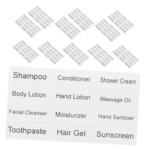 FUNNETOYU 12 Blatt Teiliges Wasserdichter Selbstklebender Aufkleber für Reise Flaschen Shampoo und Hautpflegeetiketten Klare Beschriftung zur Organisation von Toilettenartikeln und FUNNETOYU 12 Blatt Teiliges Wasserdichter Selbstklebender Aufkleber für Reise Flaschen Shampoo und Hautpflegeetiketten Klare Beschriftung zur Organisation von Toilettenartikeln und von FUNNETOYU