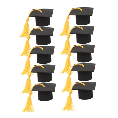 FUNNETOYU 12 Stück Abschluss Hut mini scale abschlussfeier torten zubehör abschluss deko slice Dekorationen Miniatur-Abschlusskappe Kuchendeckel Abschluss -Cupcake -Topper Papier Black von FUNNETOYU