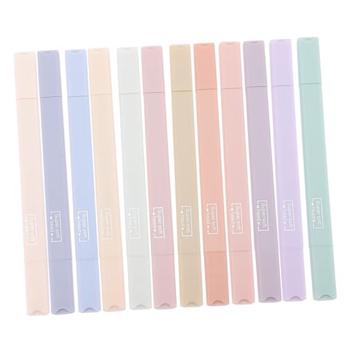 FUNNETOYU 12 Stück Doppelseitige Highlighter Marker mit Quadratischem Schaft Leuchtstarke Pastellfarben Komfortabel Grip Vielseitig für Schule Büro Notizen und Zeichnungen Geeignet von FUNNETOYU
