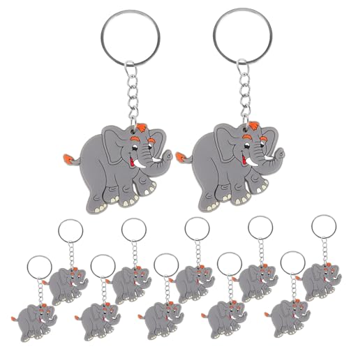 FUNNETOYU 12 Stück Elefanten-Schlüsselanhänger Beute favorisieren Mini Schild mit für einfach Schlüsselanhänger süß süßer Tier-Schlüsselanhänger Schlüsselanhänger in Tierform PVC Grau von FUNNETOYU
