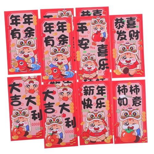 FUNNETOYU 12 Stück Geldjahrespapier Design Bargeld Traditionelles Glücks Und Geburtstagspferd Ets Element Neues Chinesisches Rot Für Festliche Et Umschläge Sternzeichen Versammlungen von FUNNETOYU