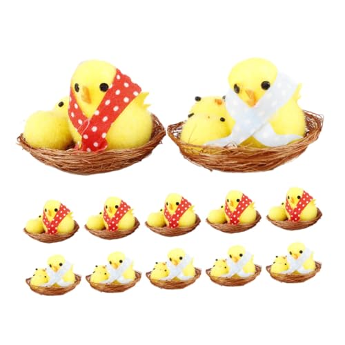 FUNNETOYU 12 Stück Osterküken Flauschige Mini-Küken Flauschige Chenilleküken kleine Küken Hühnerfigur Cute Decor Easter - Mini Küken Hühnchenspielzeug gefälschte Osterhühner chemische Faser von FUNNETOYU