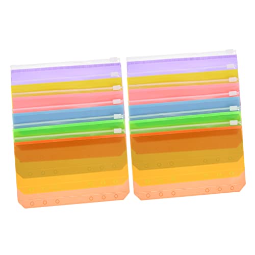 FUNNETOYU 12 Stück Reißverschluss Dokumententaschen Multifunktionale Aufbewahrung für Bürobedarf Wasserdichte Fächer mit Stanze Farbige PVC Beutel für Dokumente Fotos und Karten von FUNNETOYU