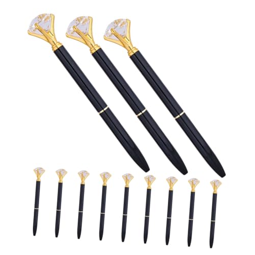 FUNNETOYU 12 Stück Teiliges Bling Kugelschreiber mit Schwarzer Tinte Metallischer Körper Glitzernde Kristallverzierung Langlebig Schnelltrocknend Präzises Schreiben für Büro Schule Hochzeit von FUNNETOYU