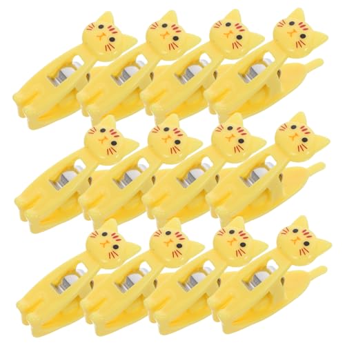 FUNNETOYU 12 Stück Teiliges Niedliche Cartoon Notizklammern aus Robustem Multifunktionale Food Clips und Memo Halter Gelb für Büro Zuhause und Reise Vielseitig als Snack Beutelversiegler von FUNNETOYU