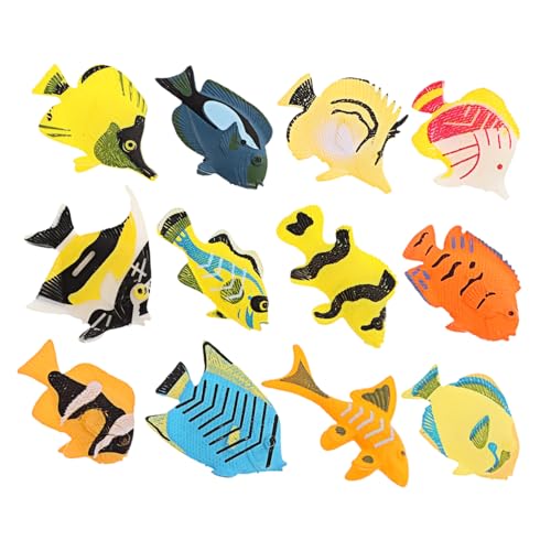 FUNNETOYU 12 Stück Teiliges Set Tropische Fischmodelle aus Langlebigem Realistische Ozeanische Tierfiguren Farbecht und Aquarienfreundlich als Tischdekoration und Aquarium Zubehör von FUNNETOYU