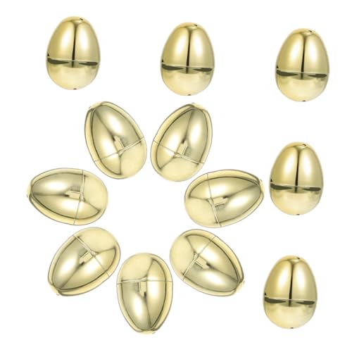 FUNNETOYU 12Stücke Goldene Ostereier aus Kunststoff Befüllbare Dekoration für Ostern Leicht und Langlebig für Partygeschenke Eiersuche oder Kreative Tischdekoration von FUNNETOYU