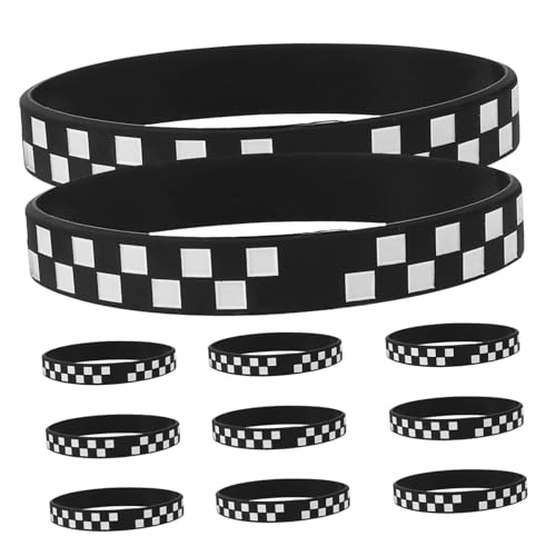 FUNNETOYU 12Stücke Kariertes Silikon Armband im Sportarmband für Fan Accessoire für Partys und Sportveranstaltungen für Freunde und Familie von FUNNETOYU