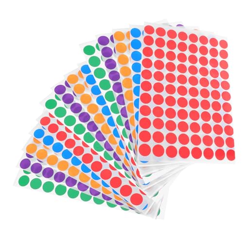 FUNNETOYU 15 Blatt Klebeetiketten für Selbstklebende Runde Punktaufkleber Farben Beschriften und Organisieren von Dokumenten Dateien und von FUNNETOYU