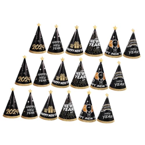 FUNNETOYU 18 Stück Teiliges Year Cone Paper Hats Schwarz-gold Papier Partyhüte Leicht Tragbar Für Silvester Festliche Jahreswechsel Feier Fotorequisiten Und Familiengebrauch von FUNNETOYU