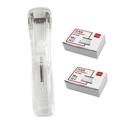 FUNNETOYU 1Satz Nahtloser Hefter für Büro und Schule Kreativer Clam Clip Spender mit Wiederverwendbaren Klammern für Dokumente Präsentationen und Berichte Transparentes Design von FUNNETOYU