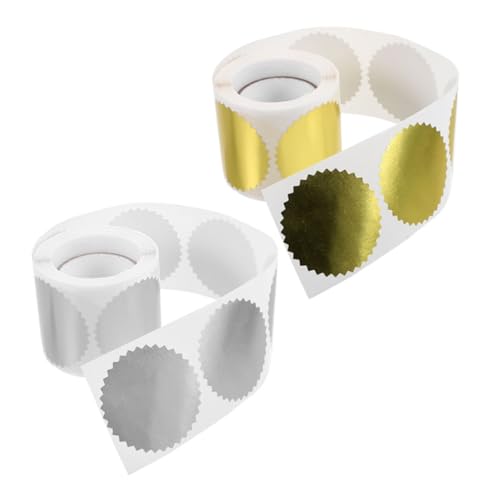 FUNNETOYU 2 Rollen Goldfolie Prägeaufkleber für Umschläge Siegel Metallic Siegel Aufkleber für Zertifikate und Auszeichnungen Gold Silber FUNNETOYU 2 Rollen Goldfolie Prägeaufkleber für Umschläge Siegel Metallic Siegel Aufkleber für Zertifikate und Auszeichnungen Gold Silber von FUNNETOYU