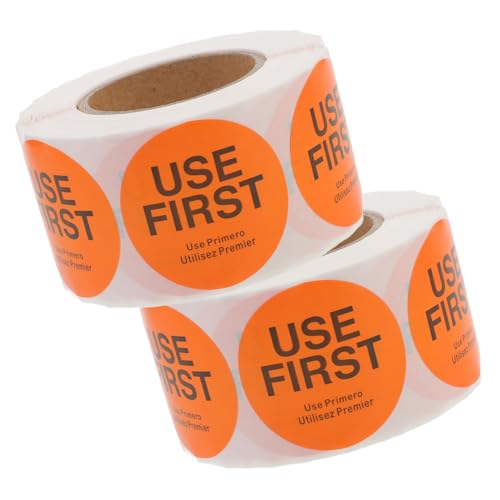 FUNNETOYU 2 Rollen Selbstklebende Use First Aufkleber für Lebensmittel Vorratskontrolle Etiketten Rolle für Restaurant Küche und Lebensmittelverpackung Orange FUNNETOYU 2 Rollen Selbstklebende Use First Aufkleber für Lebensmittel Vorratskontrolle Etiketten Rolle für Restaurant Küche und Lebensmittelverpackung Orange von FUNNETOYU
