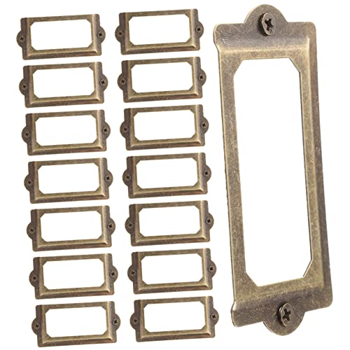 FUNNETOYU 2 Sätze Antikes Etikettenhalter Set Vintage Name Card Holders für Schränke und Möbel Robuste Eisenmaterialien Installieren für und Bibliotheken von FUNNETOYU