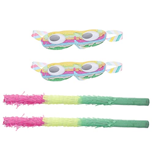 FUNNETOYU 2 Sätze Bunten Piñata mit Augenmaske und Pinata Stock Teiliges für Geburtstagsfeiern Halloween Events und Karnevalsspiele von FUNNETOYU