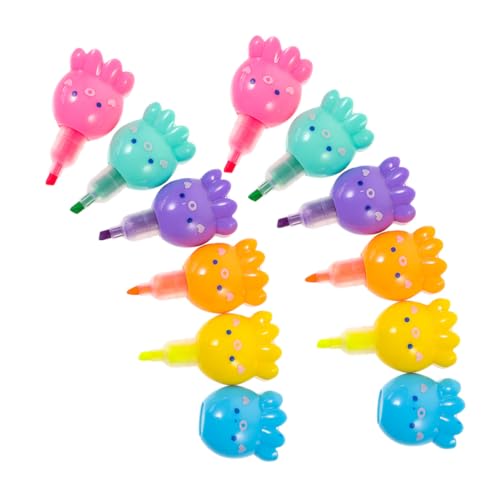 FUNNETOYU 2 Sätze Stapelbare Mini-Highlighter in leuchtenden Farben mit einzigartigem Kraken-Design fluoreszierende Marker für Schule DIY Schreiben Malen und kreative Kinderstationery von FUNNETOYU