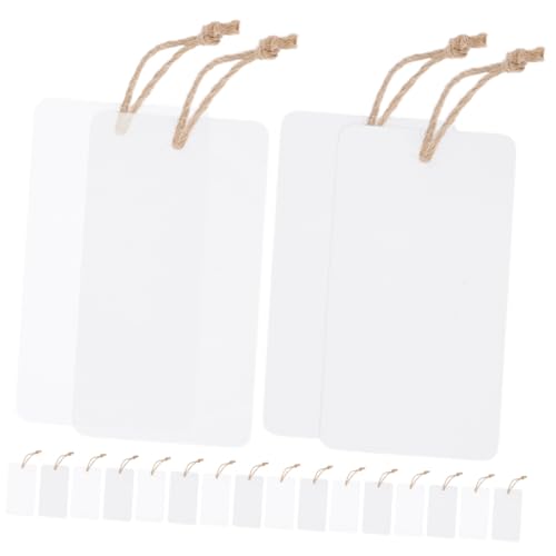 FUNNETOYU 2 Sätze Wiederverwendbare Abwischbare Acryl etiketten zum Aufhängen Transparente und Weiße DIY Basket Labels für Vorratsbehälter und Aufbewahrungskörbe Inklusive Schnur und Marker von FUNNETOYU