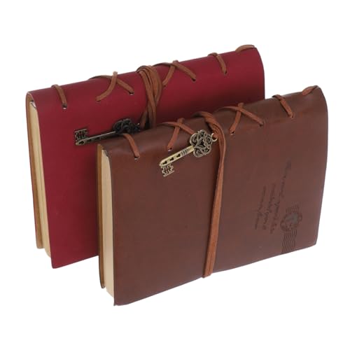 FUNNETOYU 2 Stück Handbuch Notizbücher für Frauen Nachfüllbares Reisetagebuch Journaling Schlüssel Notizblock Männer Journal -Notizbuch Scrapbooking-Tagebuch kleines pu-notizbuch Kraftpapier von FUNNETOYU