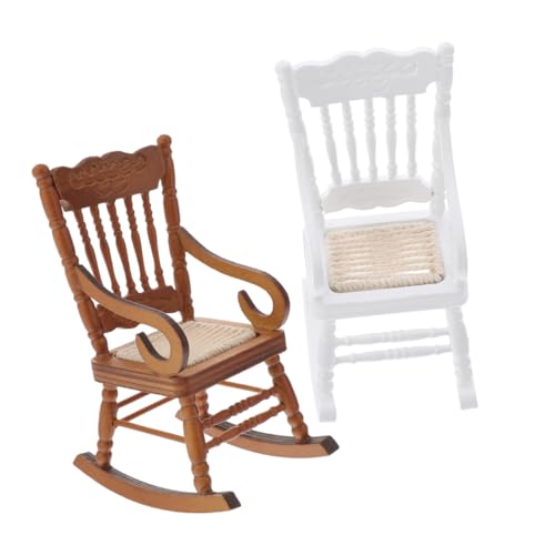 FUNNETOYU 2 Stück Maßstab Vintage Holzstuhl mit Weichem Juteseil Sitz Teiliges Braun Weiß für Weihnachtsdeko und Sammler FUNNETOYU 2 Stück Maßstab Vintage Holzstuhl mit Weichem Juteseil Sitz Teiliges Braun Weiß für Weihnachtsdeko und Sammler von FUNNETOYU