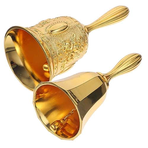 FUNNETOYU 2 Stück Teiliges Vintage Handglocken aus Kupferlegierung Retro Tischglocken mit Komfortablem Griff Vielseitig für Weihnachten Hochzeit Restaurantservice und Dekoration Langlebig von FUNNETOYU