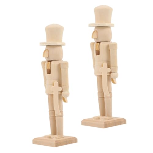 FUNNETOYU 2 Stück Weihnachts Soldat aus Holz zum Selbstgestalten Teiliges DIY Unbemalt Robuste Holzfigur als Festliche Dekoration für Zuhause Wohnzimmer Auto und Bastelfreunde von FUNNETOYU