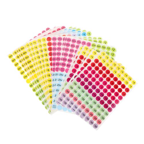 FUNNETOYU 20 Blatt Preisetiketten Farbige Preisschilder für Garagenverkäufe Selbstklebende Verkaufsaufkleber für Supermärkte und Märkte Designs Je FUNNETOYU 20 Blatt Preisetiketten Farbige Preisschilder für Garagenverkäufe Selbstklebende Verkaufsaufkleber für Supermärkte und Märkte Designs Je von FUNNETOYU