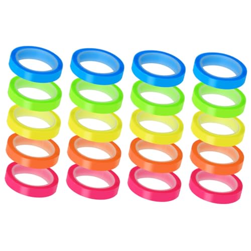 FUNNETOYU 20 Rollen Wasserfestes Highlighter Tape Multifunktionale Kompakte Klebetabs für Schule Büro Haushalt Beschriftbar Farblich Sortiert von FUNNETOYU