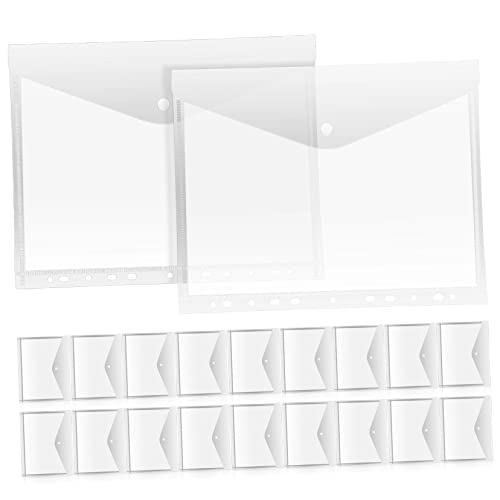 FUNNETOYU 20 Stück Dokumententasche Transparente Binder Taschen mit Druckknopf für Büro Schule Vielseitige Aufbewahrung für Dokumente Notizen Rechnungen von FUNNETOYU
