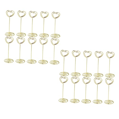 FUNNETOYU 20 Stück Kreative Kartenhalter Dekorative Tischkartenhalter Multifunktionale Memo Halter für Hochzeiten Partys und Festlichkeiten Goldene Herzen von FUNNETOYU